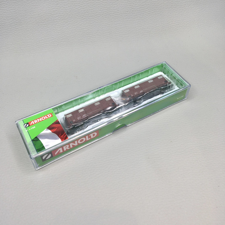 Coffret 2 wagons Gs couverts marron feux rouges arrière FS, Ep. IV - ARNOLD HN6715 - N 1/160