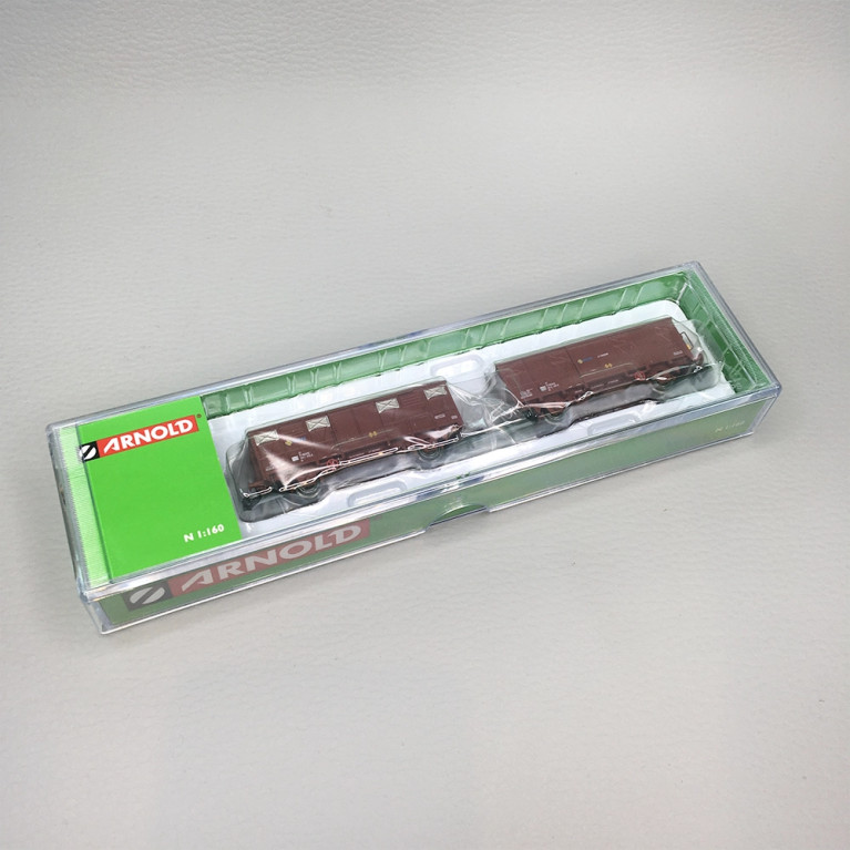 Coffret 2 wagons Gs couverts marron feux rouges arrière RENFE, Ep. IV - ARNOLD HN6718 - N 1/160