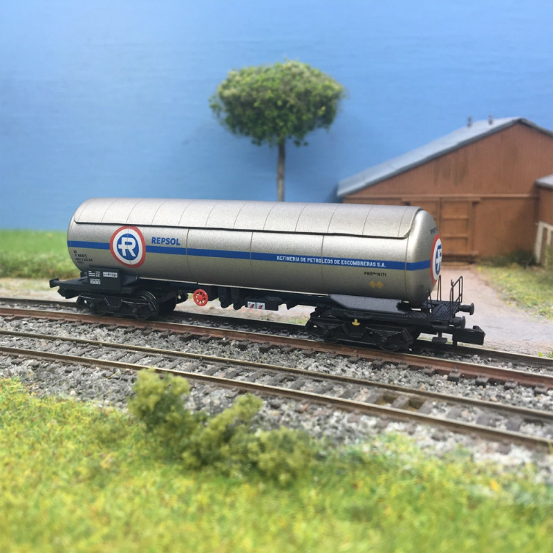 Wagon-citerne pétrole brut PRR Repesa-Repsol blanc orange RENFE, Ep. III-IV - ARNOLD HN6723 - N 1/160
