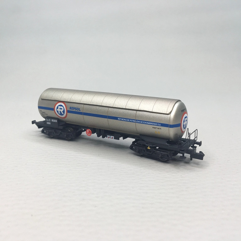 Wagon-citerne pétrole brut PRR Repesa-Repsol blanc orange RENFE, Ep. III-IV - ARNOLD HN6723 - N 1/160