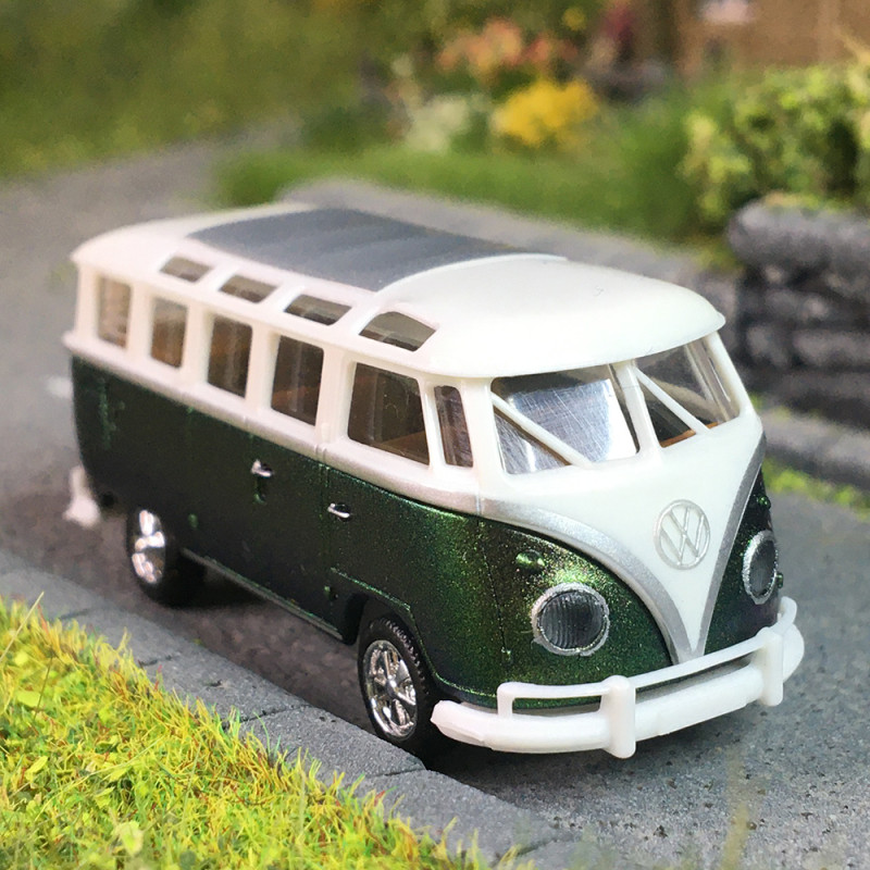 VW T1b samba, blanc, vert, 1960 - BREKINA 31858 - HO 1/87