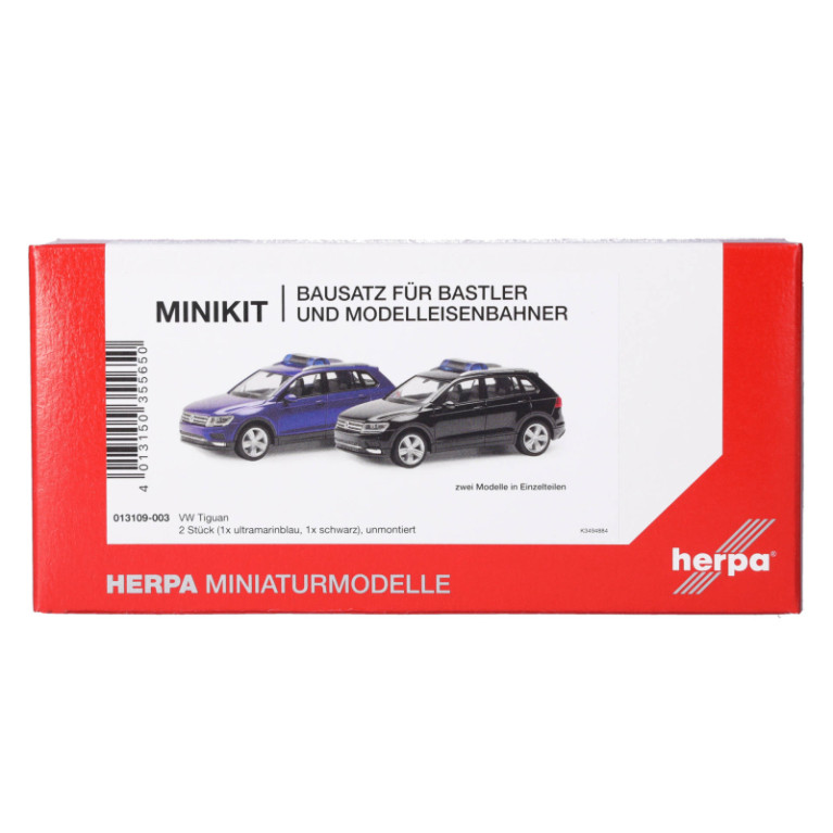 Minikit, Volkswagen Tiguan, noir, bleu, 2 pièces - HERPA 013109-003 - HO 1/87