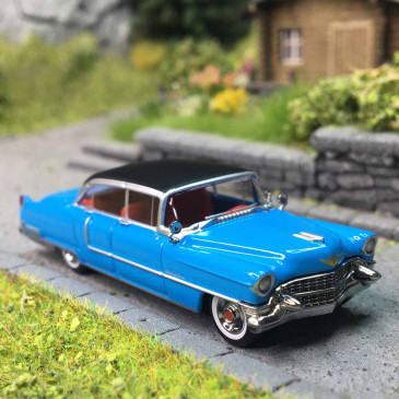 Cadillac Fleetwood, bleu, noir, 1955 - BREKINA 18351 - HO 1/87