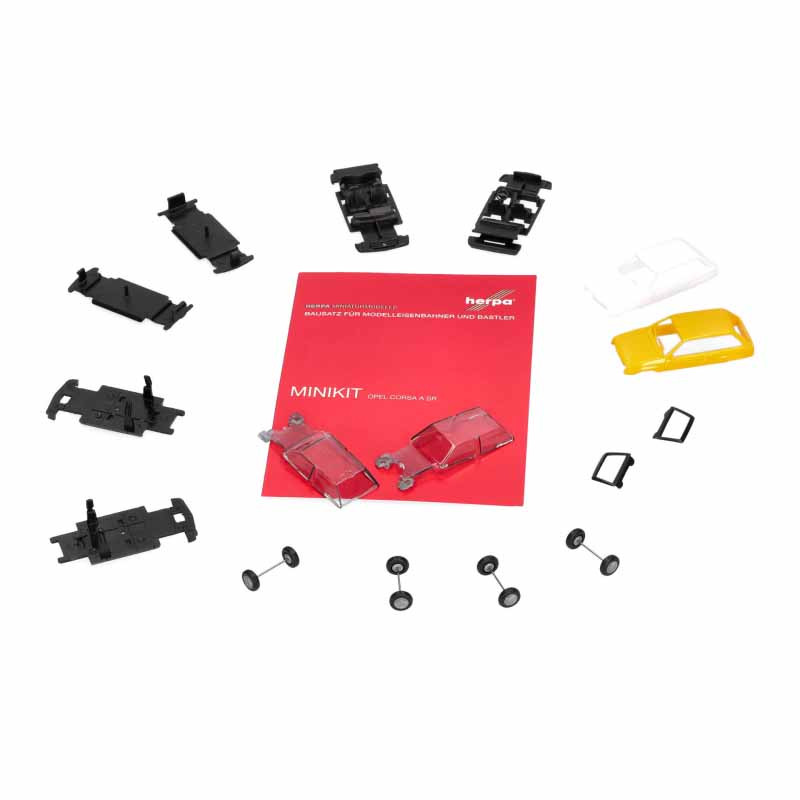 Minikit, Opel Corsa A SR, blanc, jaune, 2 pièces - HERPA 014298 - HO 1/87