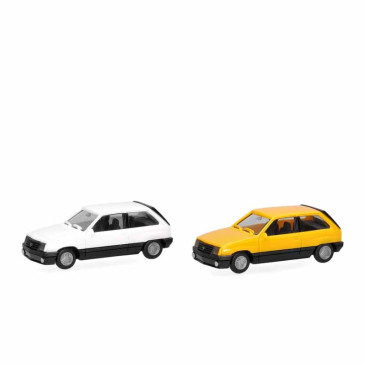 Minikit, Opel Corsa A SR, blanc, jaune, 2 pièces - HERPA 014298 - HO 1/87