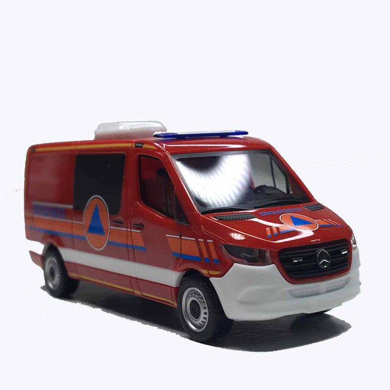 Mercedes Benz Sprinter '18, demis-bus à toit plat, véhicule de reco NRBC, défense civile - HERPA 099059 - HO 1/87