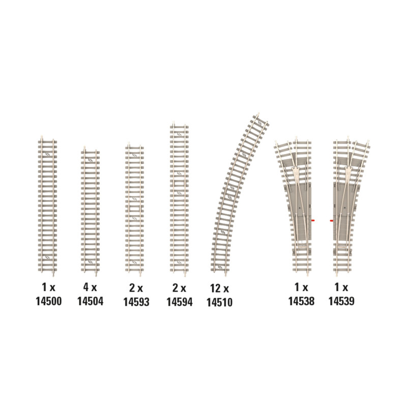 Coffret de Rails complémentaires B2, traverses bétons - MINITRIX 14322 - N 1/160
