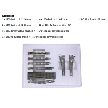 Coffret de Rails complémentaires B2, traverses bétons - MINITRIX 14322 - N 1/160