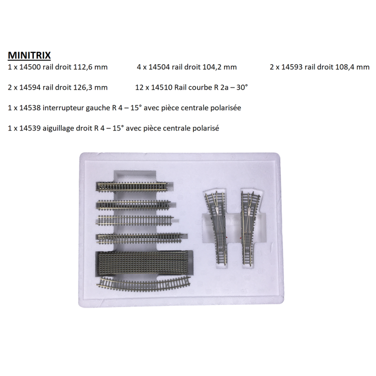 Coffret de Rails complémentaires B2, traverses bétons - MINITRIX 14322 - N 1/160