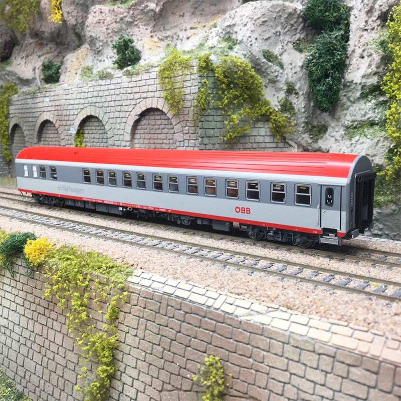 Voiture-lits AB32s WLABmz bi-gris toit rouge ÖBB 459-0, Ep. VI - LS MODELS 47085 - HO 1/87