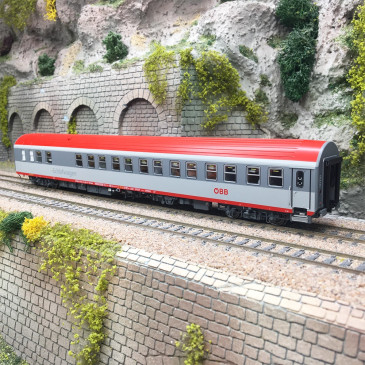 Voiture-lits AB32s WLABmz bi-gris toit rouge ÖBB 459-0, Ep. VI - LS MODELS 47085 - HO 1/87