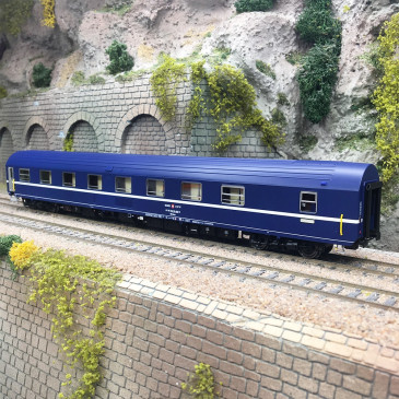 Voiture-lits T2S WLAm bleue toit bleu, logo TEN, CFF SBB, Ep. Va - LS MODELS 47252 - HO 1/87