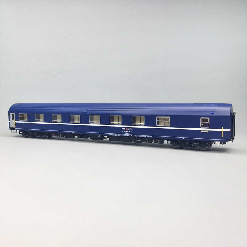 Voiture-lits T2S WLAm bleue toit bleu, logo TEN, CFF SBB, Ep. Va - LS MODELS 47252 - HO 1/87