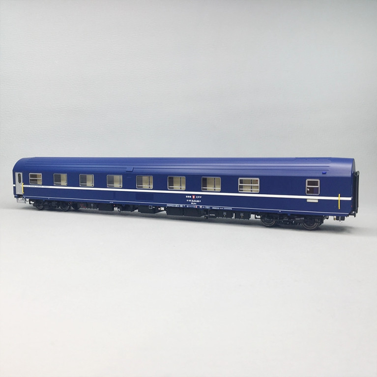 Voiture-lits T2S WLAm bleue toit bleu, logo TEN, CFF SBB, Ep. Va - LS MODELS 47252 - HO 1/87
