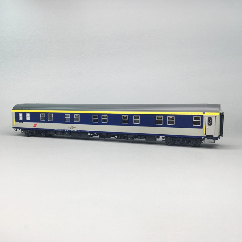 Voiture-lits WLABmz 71-71 gris clair/bleu ligne jaune, ÖBB, Ep. V - LS MODELS 47080 - HO 1/87
