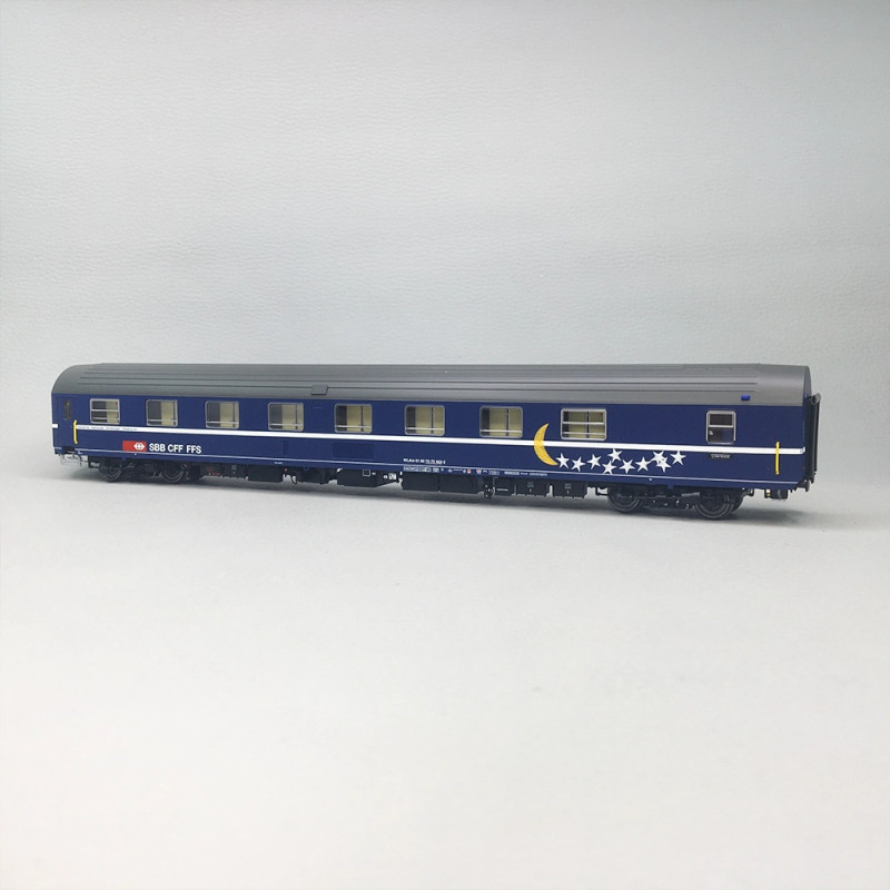 Voiture-lits T2s WLAm N°61 85 75-70 452-2, bleue toit gris, CFF, Ep.IV-V