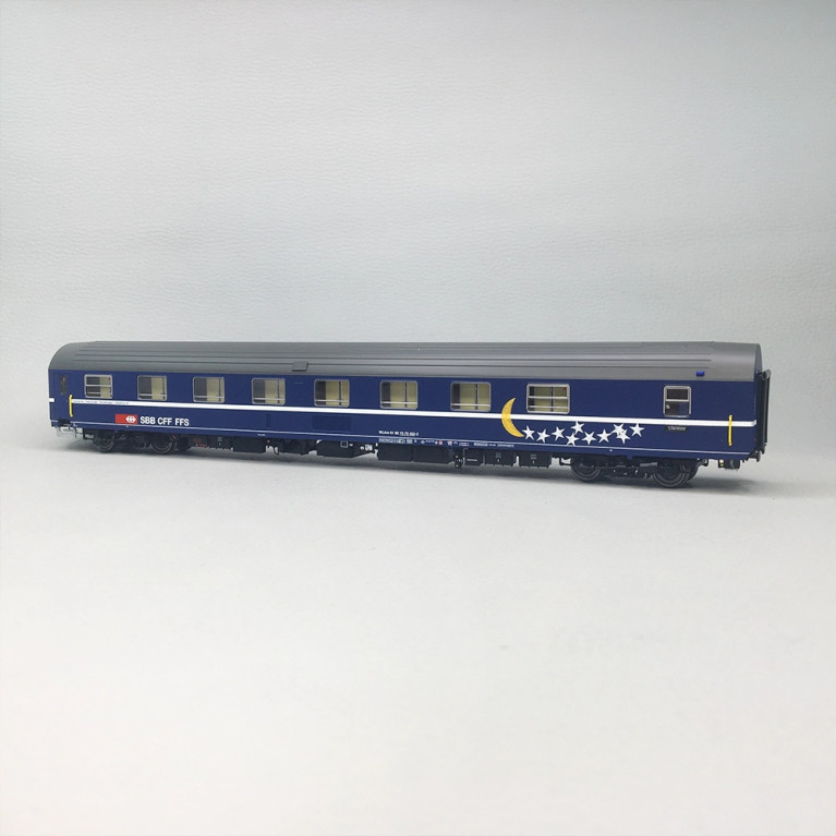Voiture-lits T2s WLAm N°61 85 75-70 452-2, bleue toit gris, CFF, Ep.IV-V