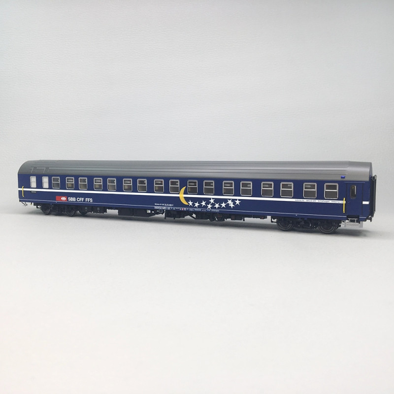 Voiture-lits T2s WLAm N°61 85 75-70 452-2, bleue toit gris, CFF, Ep.IV-V