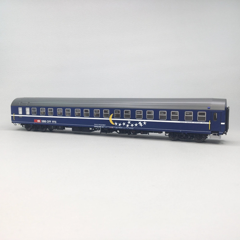 Voiture-lits T2s WLAm N°61 85 75-70 452-2, bleue toit gris, CFF, Ep.IV-V