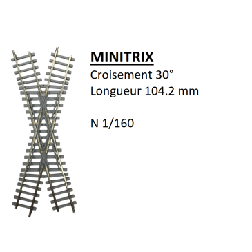 Croisement 30°, 104,2 mm - MINITRIX 14558 - N 1/160