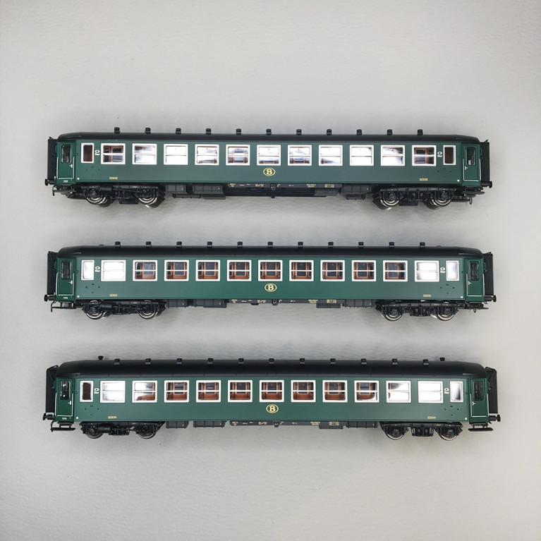 Coffret 3 voitures I2 B11 verte toit noir, SNCB, Ep. IIIc - LS MODELS 42102 - HO 1/87