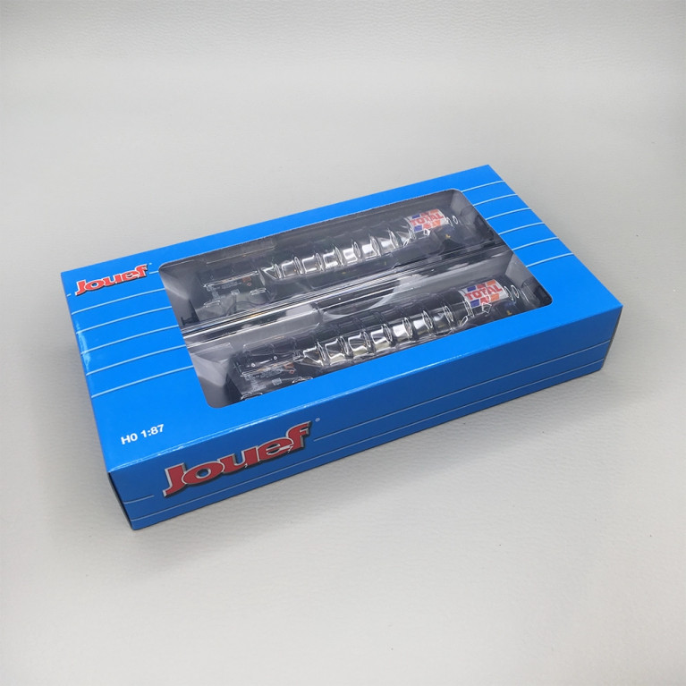 Coffret de 2 wagons-citernes à 4 essieux "TOTAL France", livrée noire, SNCF, Ep. IV - JOUEF HJ6323 - HO 1/87