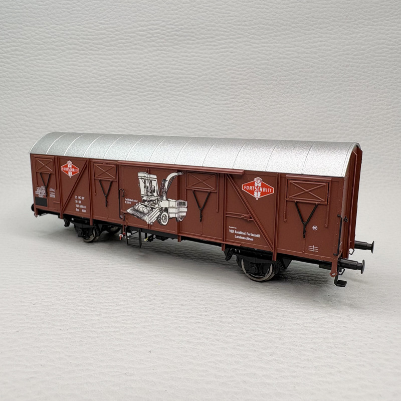 Wagon de marchandises couvert Gos N°21 50 140 4356-0 "Fortschritt", DR, Ep. IV - BRAWA 51352 - HO 1/87