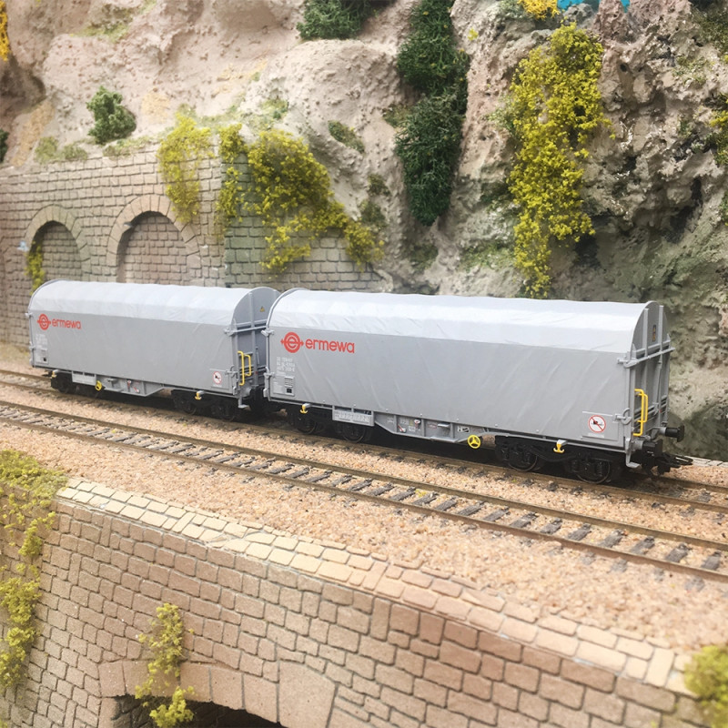 Coffret de 2 wagons à bâche coulissante Shimmns "Ermewa", Ep. VI - MARKLIN 47230 - HO 1/87