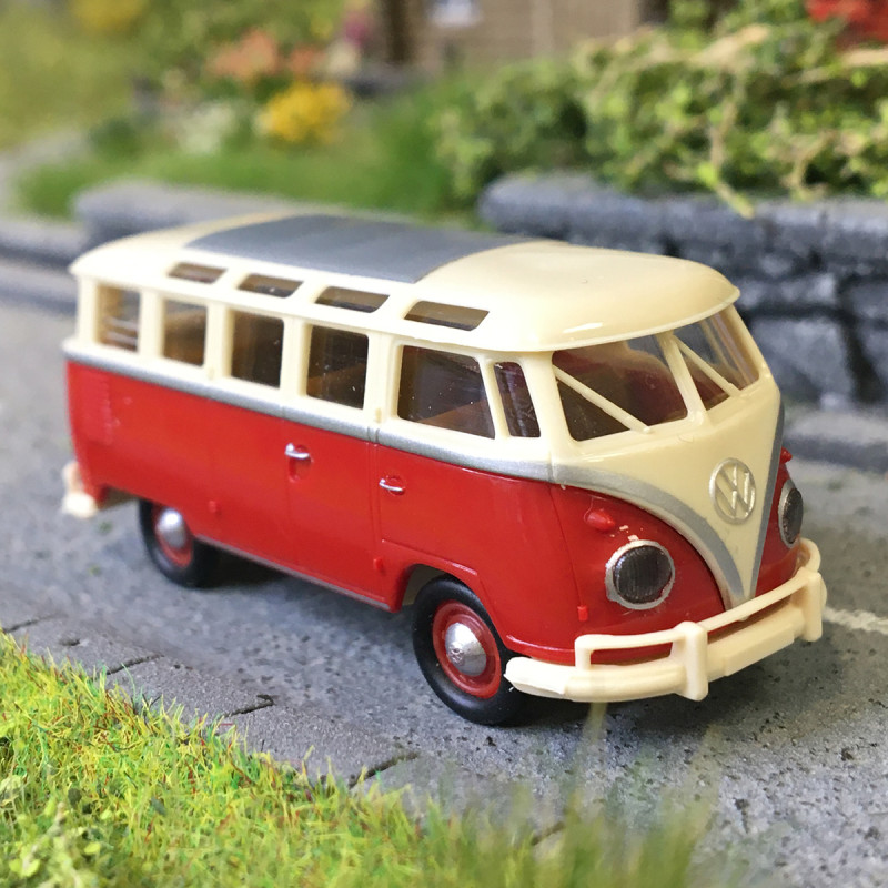 Volkswagen T1B Samba, beige, rouge, 1960 - BREKINA 31860 - HO 1/87