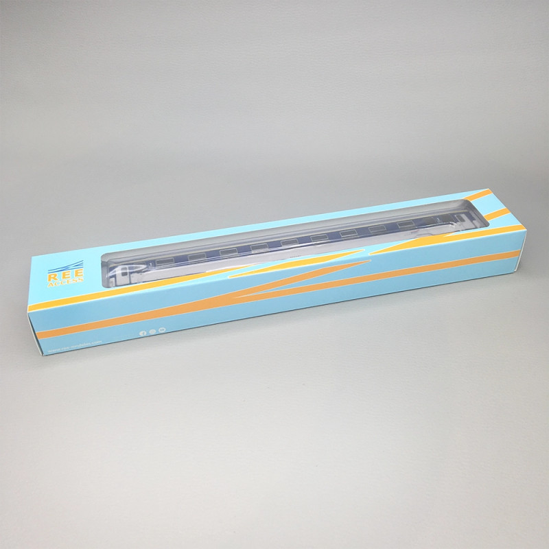 Voiture Corail VU couchettes A9c9x, bleu TEN et blanc, logo casquette, SNCF, Ep. V-VI - REE JM-042 - HO 1/87