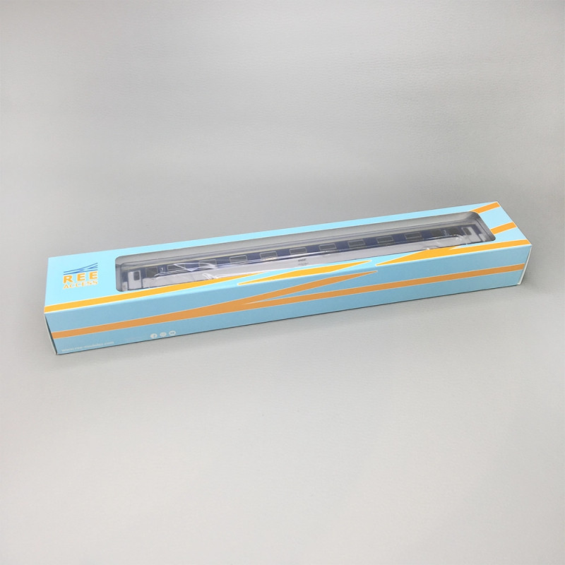 Voiture Corail VU couchettes A9c9x, bleu TEN et blanc, logo encadré, SNCF, Ep. IV-V - REE JM-034 - HO 1/87
