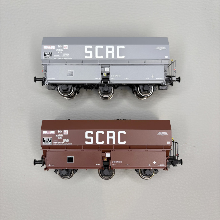 Coffret de 2 wagons coke MH45 "SCRC", chargement de coke, SNCF, Ep. III - REE WB-960 - HO 1/87