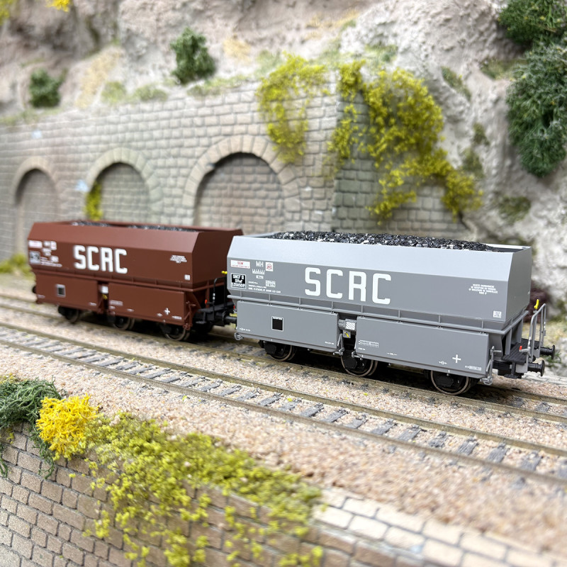 Coffret de 2 wagons coke MH45 "SCRC", chargement de coke, SNCF, Ep. III - REE WB-960 - HO 1/87