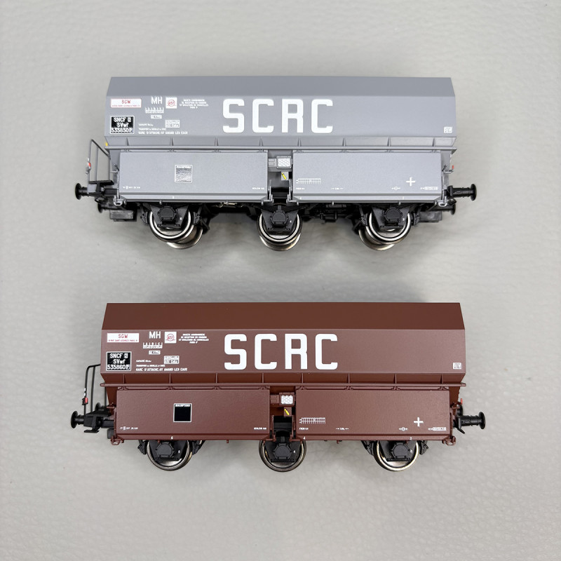Coffret de 2 wagons coke MH45 "SCRC", chargement de coke, SNCF, Ep. III - REE WB-960 - HO 1/87