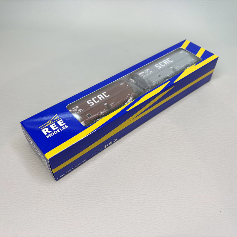 Coffret de 2 wagons coke MH45 "SCRC", chargement de coke, SNCF, Ep. III - REE WB-960 - HO 1/87