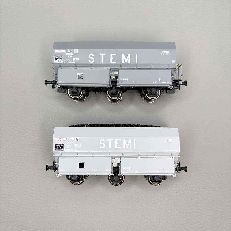 Coffret de 2 wagons coke MH45 "STEMI", chargement de coke, SNCF, Ep. III - REE WB-961 - HO 1/87