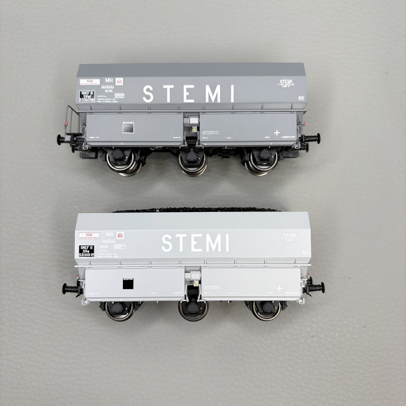 Coffret de 2 wagons coke MH45 "STEMI", chargement de coke, SNCF, Ep. III - REE WB-961 - HO 1/87