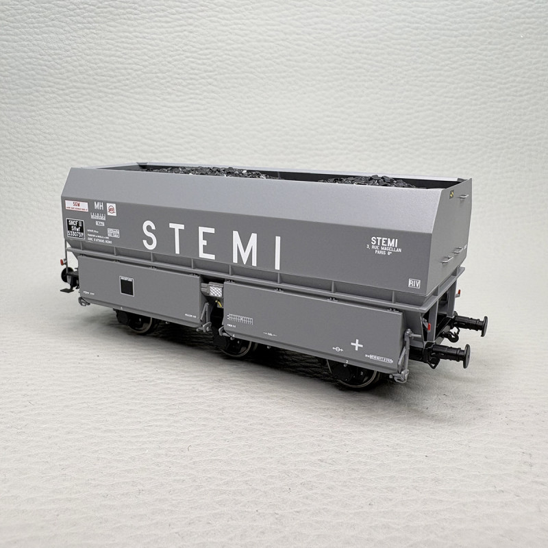 Coffret de 2 wagons coke MH45 "STEMI", chargement de coke, SNCF, Ep. III - REE WB-961 - HO 1/87