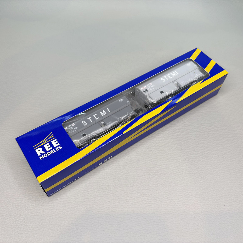 Coffret de 2 wagons coke MH45 "STEMI", chargement de coke, SNCF, Ep. III - REE WB-961 - HO 1/87