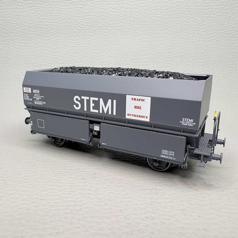 Coffret de 2 wagons coke MH45 "STEMI", chargement de coke, SNCF, Ep. IV-V - REE WB-967 - HO 1/87
