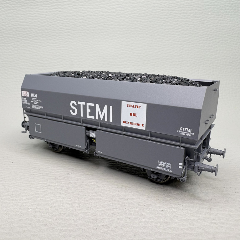 Coffret de 2 wagons coke MH45 "STEMI", chargement de coke, SNCF, Ep. IV-V - REE WB-967 - HO 1/87