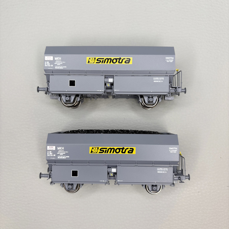 Coffret de 2 wagons coke MKH ex-MH45 "SIMOTRA", chargement de coke, SNCF, Ep. IV-V - REE WB-968 - HO 1/87