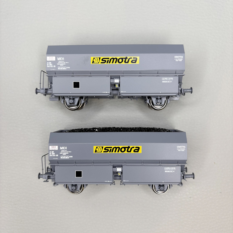 Coffret de 2 wagons coke MKH ex-MH45 "SIMOTRA", chargement de coke, SNCF, Ep. IV-V - REE WB-968 - HO 1/87