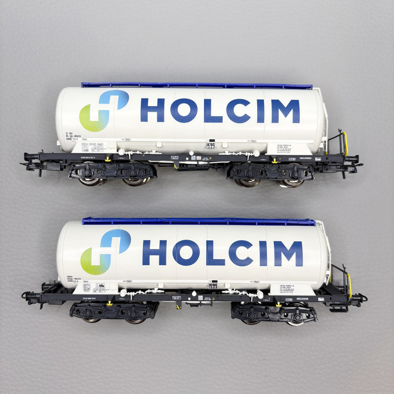 Ensemble de 2 wagons-silos Uacs "Holcim", ex-CFF, Ep. VI - ROCO 6600233 - HO 1/87