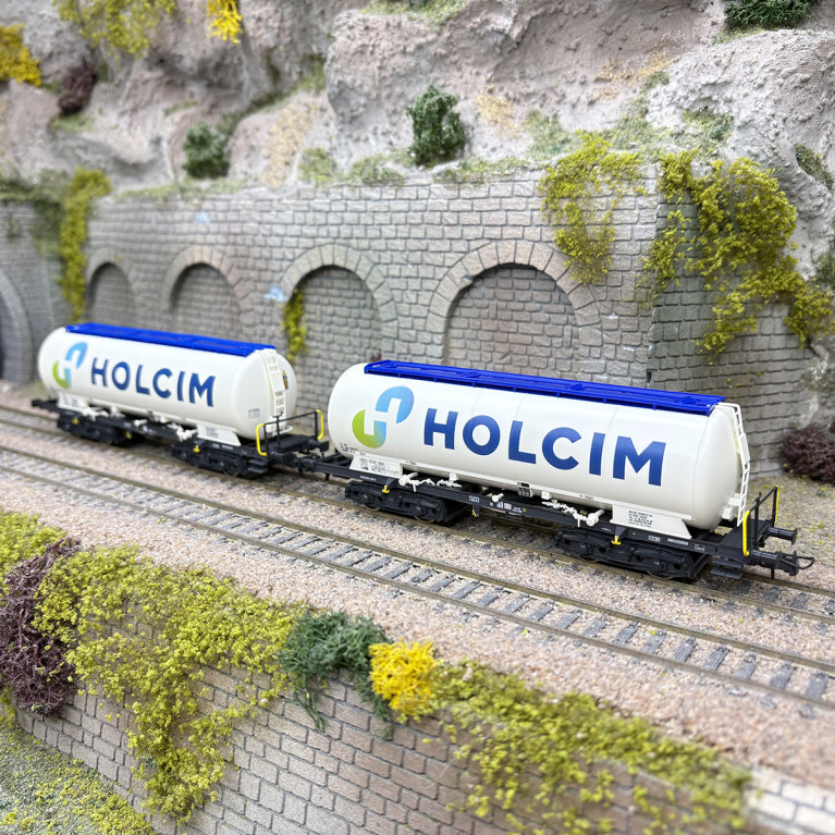 Ensemble de 2 wagons-silos Uacs "Holcim", ex-CFF, Ep. VI - ROCO 6600233 - HO 1/87