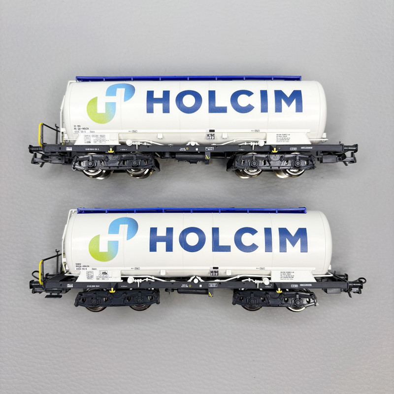 Ensemble de 2 wagons-silos Uacs "Holcim", ex-CFF, Ep. VI - ROCO 6600233 - HO 1/87