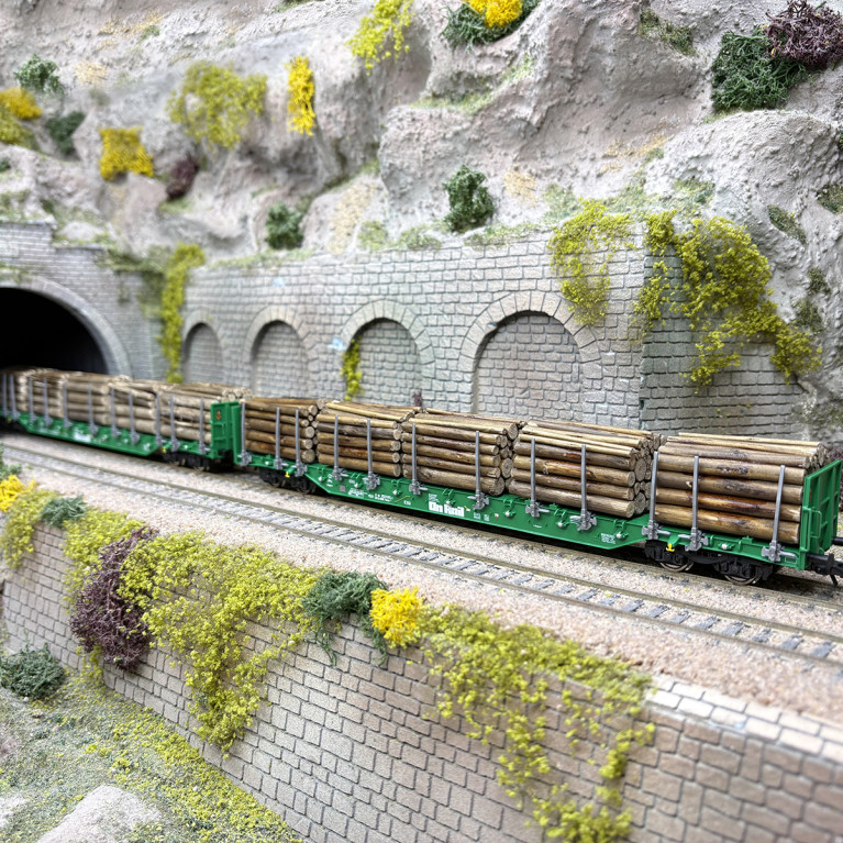 Coffret de 2 wagons à ranchers Rnoos "OnRail", chargement bois rond, Ep. VI - ROCO 6600319 - HO 1/87