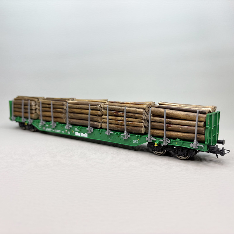 Coffret de 2 wagons à ranchers Rnoos "OnRail", chargement bois rond, Ep. VI - ROCO 6600319 - HO 1/87