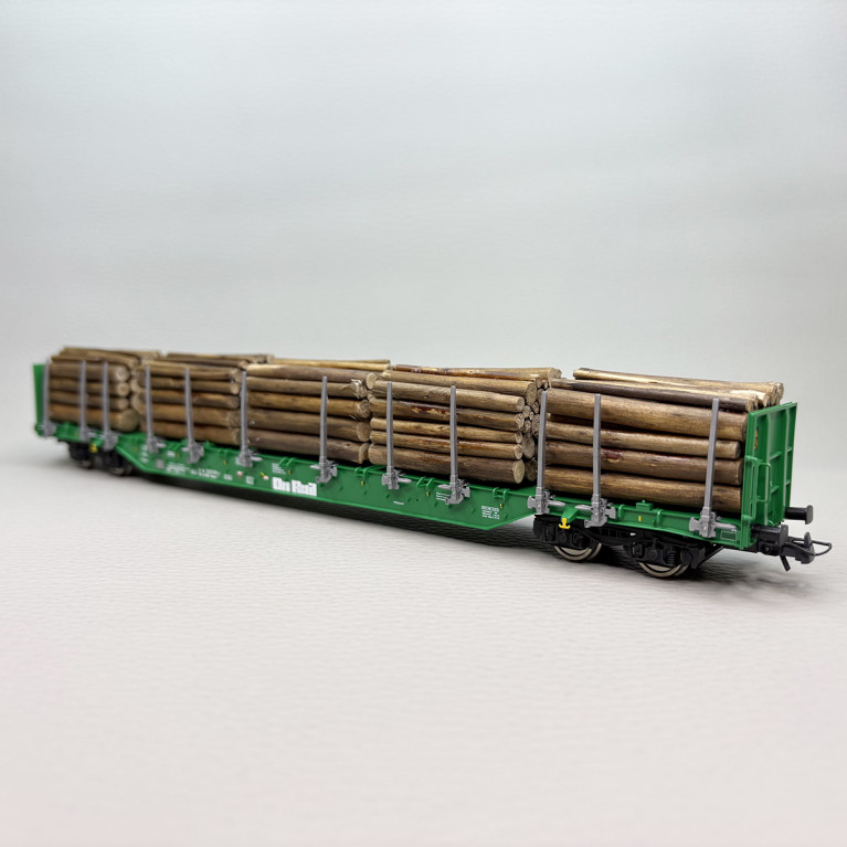 Coffret de 2 wagons à ranchers Rnoos "OnRail", chargement bois rond, Ep. VI - ROCO 6600319 - HO 1/87