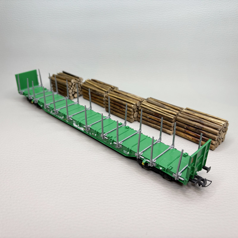 Coffret de 2 wagons à ranchers Rnoos "OnRail", chargement bois rond, Ep. VI - ROCO 6600319 - HO 1/87